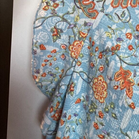 MELLODAY FLORAL PRINT DALTON SLEEVE TOP, SIZE Large - Picture 7 of 9